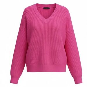 Scoop NYC Fuchsia V-Neck Sweater